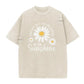 T-Shirt Unisexe Vintage Délavé à Imprimé Marguerite Coupe Ample
