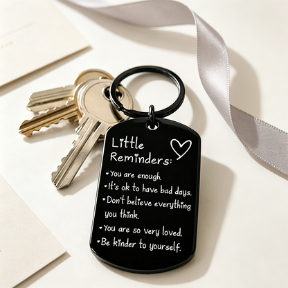 Porte-clés en acier inoxydable gravé avec message inspirant