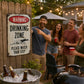 Retro Metal Drinking Zone Warning Sign for Bar Decor