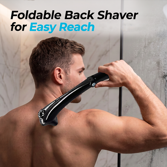 🌀 50% DE RÉDUCTION ! 🪒 Rasoir Électrique pour le Dos – ABS – Manche Pliable 180° & Autonomie 60 min for Homme