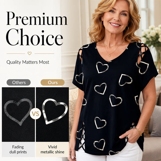 T-shirt décontracté à manches courtes et col en V pour femme