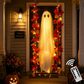 Fantôme d'Halloween suspendu à une balançoire avec télécommande LED et feuilles d'érable