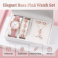 Ensemble montre à quartz et bijoux 5 pièces pour femme – Montre élégante à motif floral, bracelet, collier, boucles d'oreilles et bague assortis – Idéal pour un anniversaire, la fête des mères ou toute autre occasion spéciale.