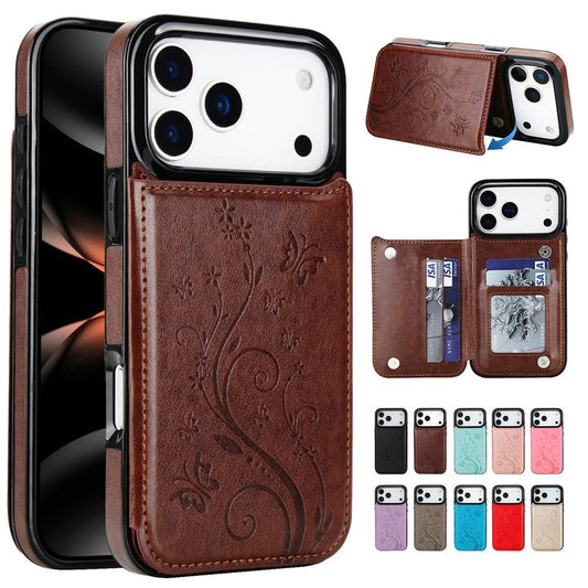 Étui de téléphone élégant avec porte-cartes à motif floral