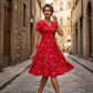 🌺👗Robe femme à col en V, motif floral et taille torsadée