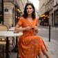 🌺👗Robe femme à col en V, motif floral et taille torsadée