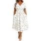 🌺👗Robe femme à col en V, motif floral et taille torsadée