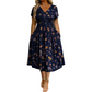 🌺👗Robe femme à col en V, motif floral et taille torsadée