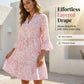 Robe à volants à col en V imprimée florale pour femme