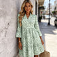 Robe à volants à col en V imprimée florale pour femme