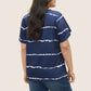 T-shirt rayé à manches courtes et col en V grande taille pour femmes