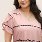 T-shirt rayé à manches courtes et col en V grande taille pour femmes