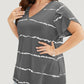 T-shirt rayé à manches courtes et col en V grande taille pour femmes