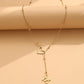 Collier en acier inoxydable en forme de Y avec initiale en forme de cœur