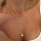 Collier en acier inoxydable en forme de Y avec initiale en forme de cœur