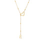 Collier en acier inoxydable en forme de Y avec initiale en forme de cœur