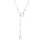 Collier en acier inoxydable en forme de Y avec initiale en forme de cœur
