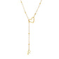 Collier en acier inoxydable en forme de Y avec initiale en forme de cœur