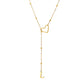 Collier en acier inoxydable en forme de Y avec initiale en forme de cœur