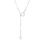 Collier en acier inoxydable en forme de Y avec initiale en forme de cœur