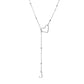 Collier en acier inoxydable en forme de Y avec initiale en forme de cœur