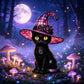 Lampe de table gothique d'Halloween sorcière chat