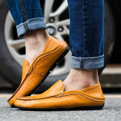 Mocassins en cuir faits main pour hommes, style milanais