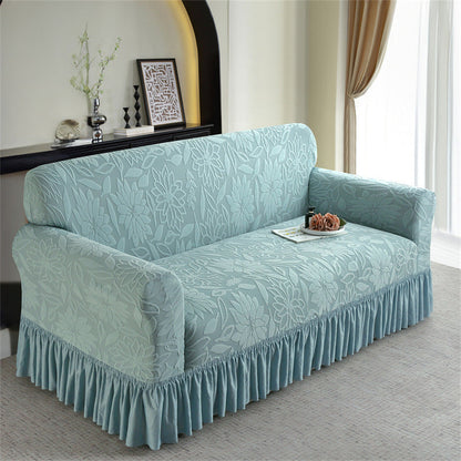 🐾🧺 Protection canapé volantée – Tissu jacquard épais, anti-glisse, résiste aux griffes et aux taches, l’alliée des foyers avec enfants et animaux, sans renoncer au style champêtre 🧒🐶