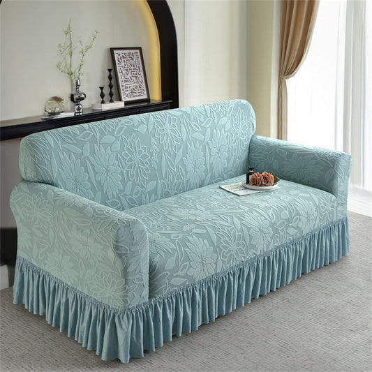 🐾🧺 Protection canapé volantée – Tissu jacquard épais, anti-glisse, résiste aux griffes et aux taches, l’alliée des foyers avec enfants et animaux, sans renoncer au style champêtre 🧒🐶