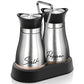 📢 -50% ! 🐧 Set Salière et Poivrière Design Pingouin – Inox 304 + Verre – 15,5×16 cm – 8 Coloris – Couvercle Doseur de Précision – Caddy Inclus 🧂