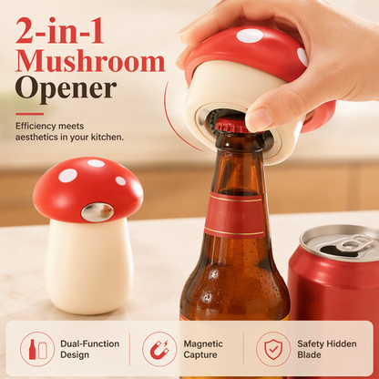 Ouvre-bouteille magnétique champignon 2 en 1