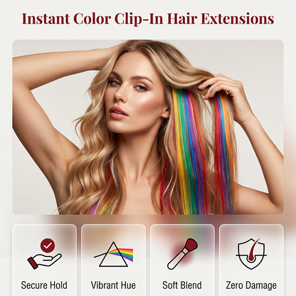 12 extensions de cheveux lisses à clips colorées