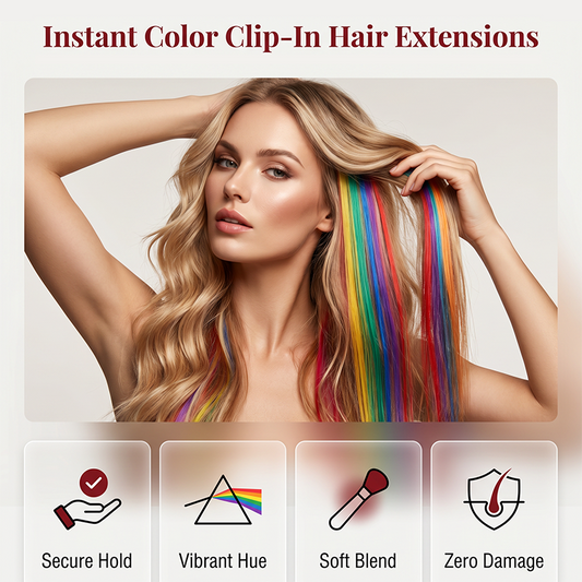 12 extensions de cheveux lisses à clips colorées