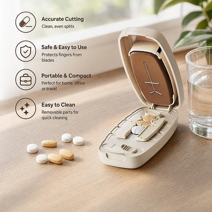 💊🛒 -50% ! 🧴Coupe-Comprimés Portable – Découpe Précise, Lame Protégée & Compact.
