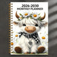 Agenda mensuel 2026-2030 - Vache des Highlands mignonne