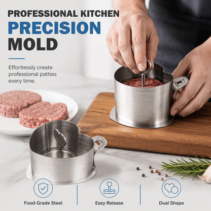 Ensemble presse-burger et moule en acier inoxydable