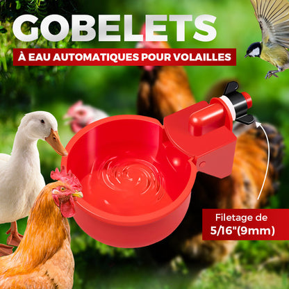 🐔🛒 -50% ! 💧Gobelets à Eau Automatiques pour Volailles – Filetage 5/16 Pouces, Lot de 3 à 20 Pièces & Installation Facile.