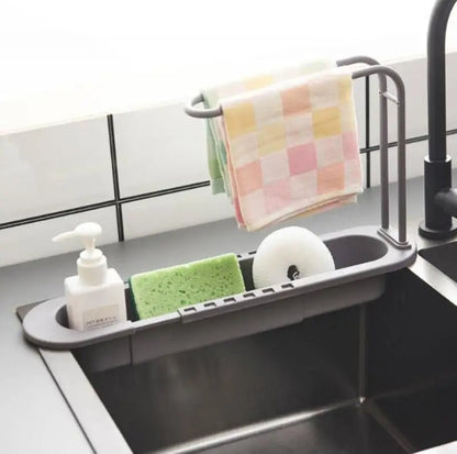 Égouttoir télescopique pour évier de cuisine, panier de rangement