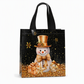 🎁✨ Sac Cadeau Fourre-Tout en Non-Tissé de Noël Noir – Motif Feuille d'Or, Poignées Solides et Tissu Réutilisable