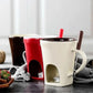 🍫✨ PROMO FLASH : 50% DE RÉDUCTION ! Tasse à Fondue en Céramique avec Fourchette – Chocolat & Fromage Chauffés à la Bougie, Foyer Intégré 200 ml for une Pause Gourmande Réconfortante ✨