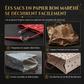 🎁✨ Sac Cadeau Fourre-Tout en Non-Tissé de Noël Noir – Motif Feuille d'Or, Poignées Solides et Tissu Réutilisable