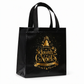 🎁✨ Sac Cadeau Fourre-Tout en Non-Tissé de Noël Noir – Motif Feuille d'Or, Poignées Solides et Tissu Réutilisable