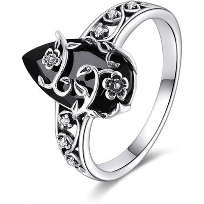 Bague bohème vintage à motif floral et vigne