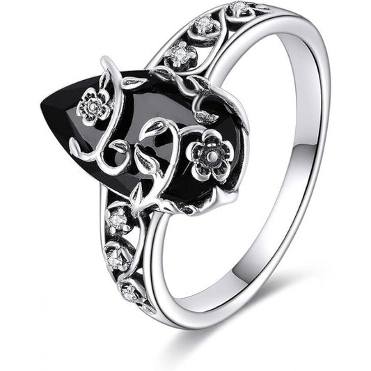 Bague bohème vintage à motif floral et vigne