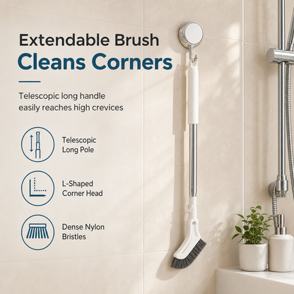 Brosse de nettoyage de sol multifonctionnelle à manche long extensible