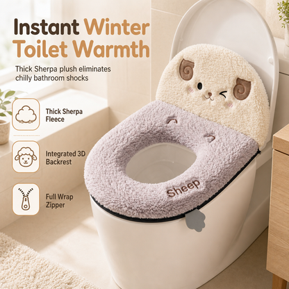 Housse de siège de toilette lavable en peluche épaisse