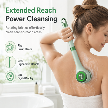 Brosse de bain électrique rechargeable USB à long manche