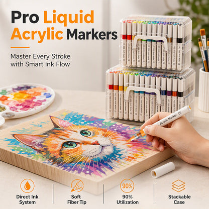 Marqueurs acryliques liquides lavables avec pointes à pinceau souples