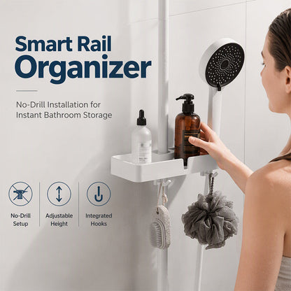 Barre de douche réglable avec support de rangement