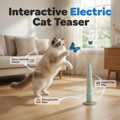 Jouet pour chat à ventouse électrique avec papillon rotatif